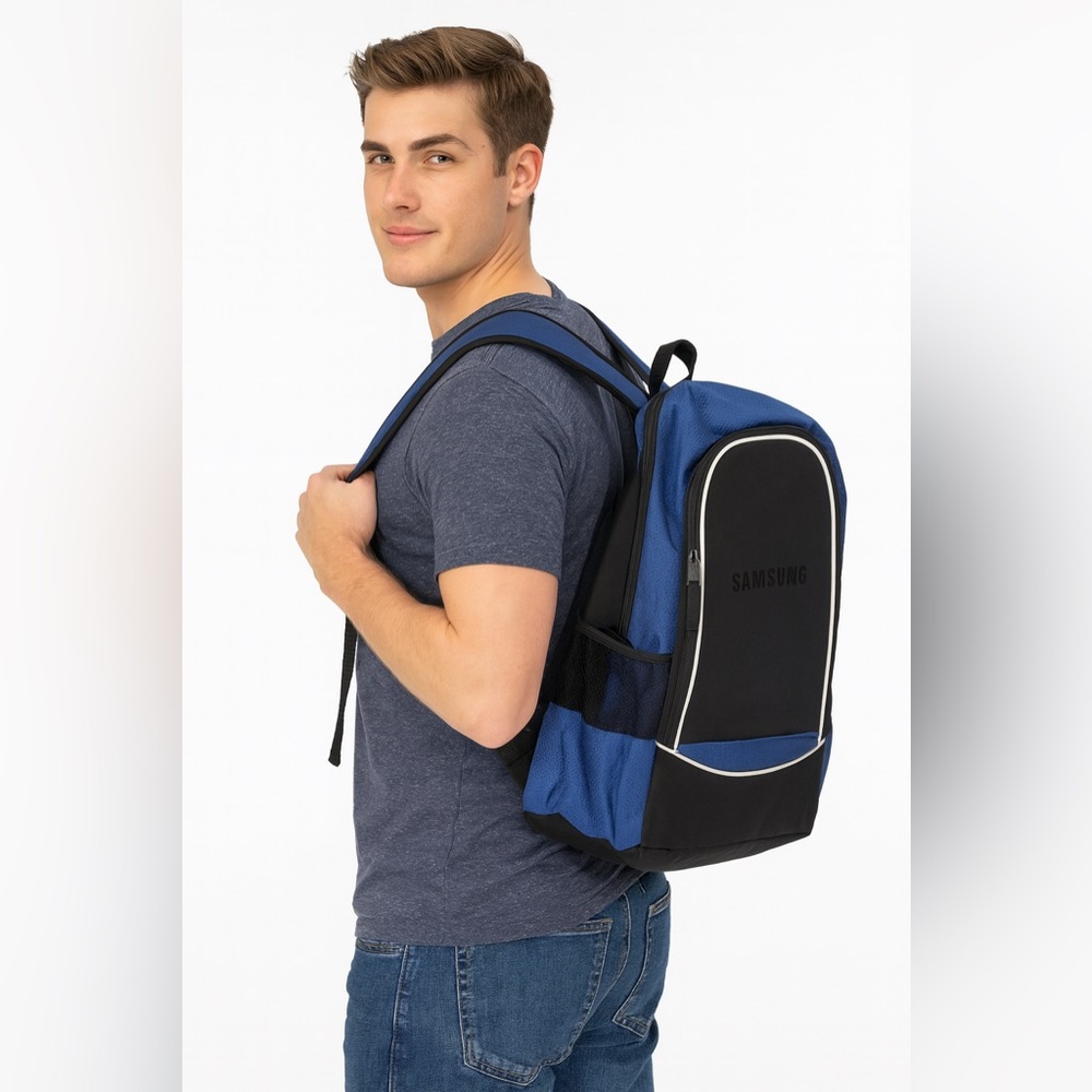 Samsung Black and Blue Backpack for men